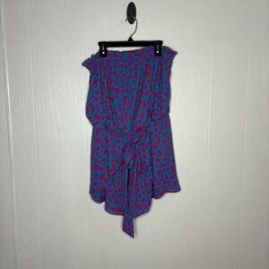Caramela turquoise leopard sleeveless romper size medium